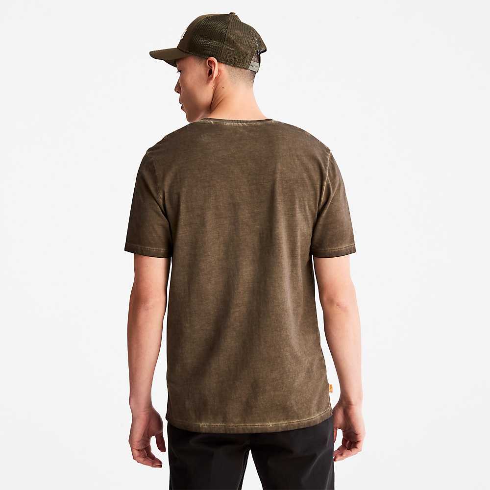 Men's Timberland Lamprey River T Shirts Dark Green | UAE-1694302