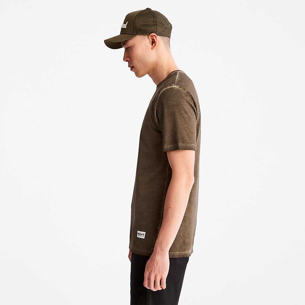 Men's Timberland Lamprey River T Shirts Dark Green | UAE-1694302