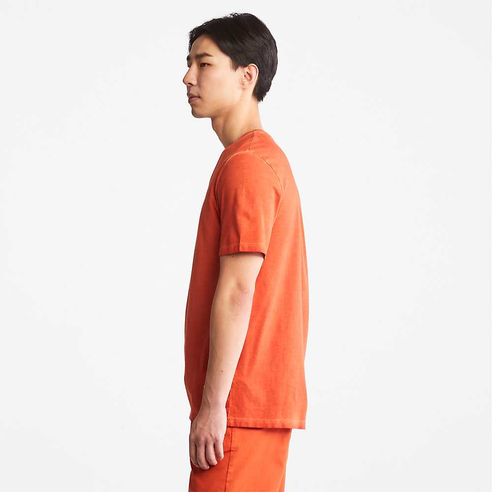 Men's Timberland Lamprey River T Shirts Orange | UAE-6583710