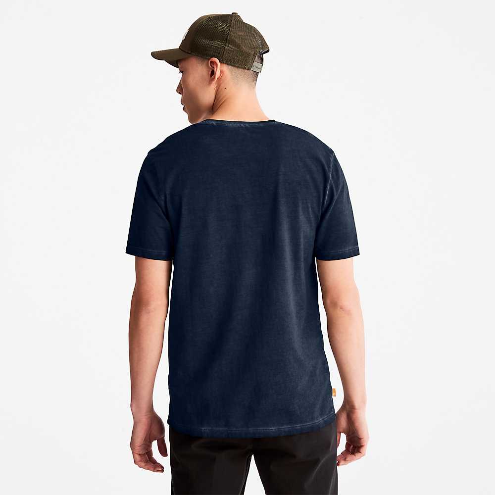 Men's Timberland Lamprey River T Shirts Blue | UAE-9802651