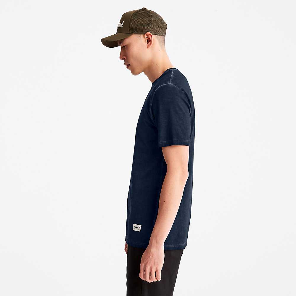 Men's Timberland Lamprey River T Shirts Blue | UAE-9802651