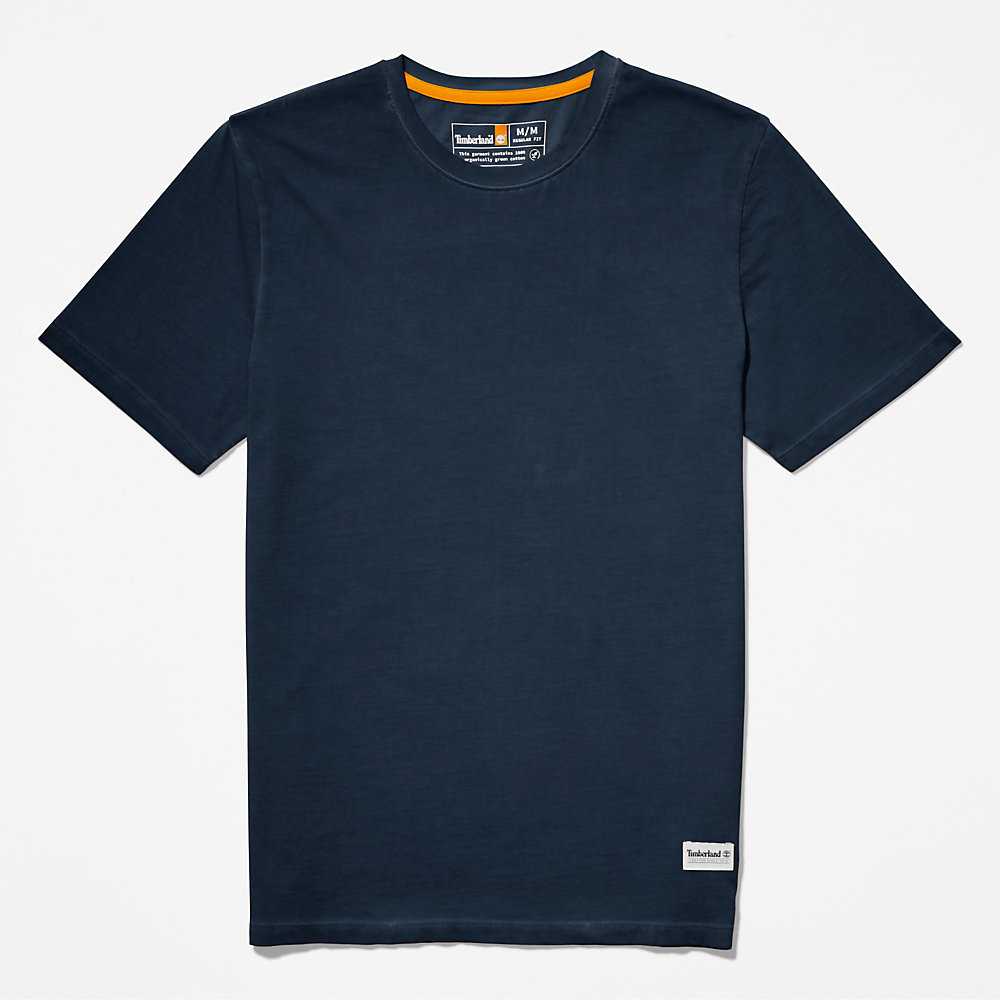 Men's Timberland Lamprey River T Shirts Blue | UAE-9802651