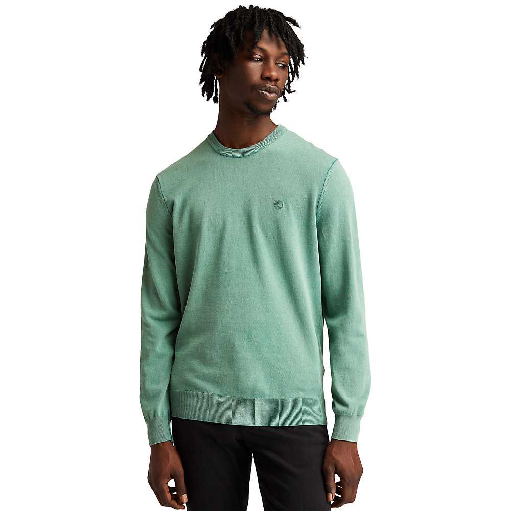 Men\'s Timberland Lightweight Washed Sweatshirt Green | UAE-5372641