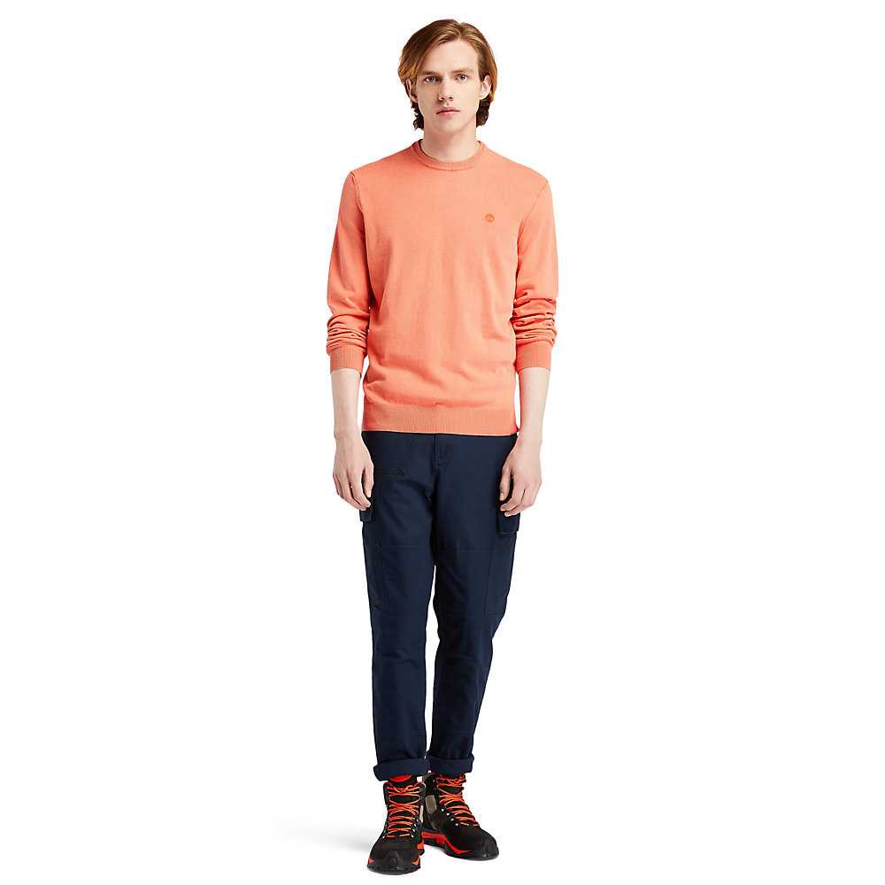 Men's Timberland Lightweight Washed Sweatshirt Orange | UAE-5389042