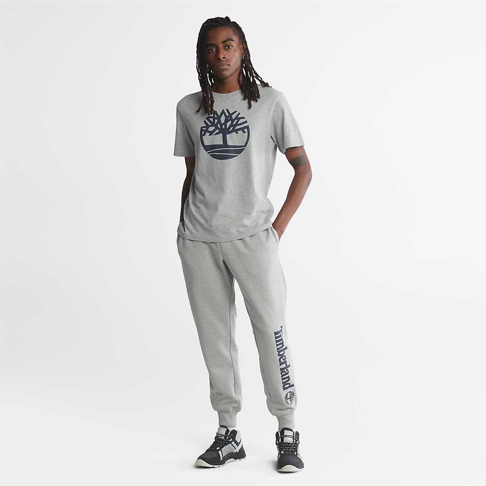 Men's Timberland Logo Sweatpants Grey | UAE-7324106