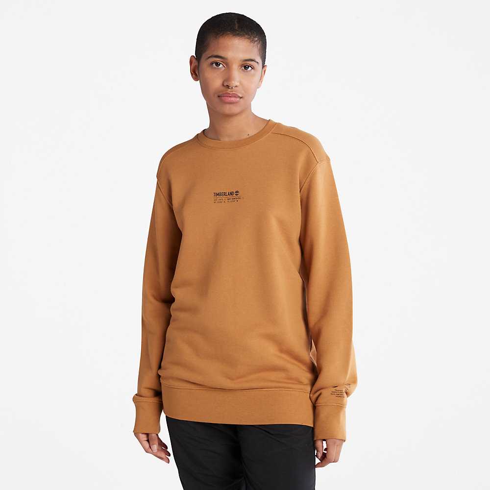 Men's Timberland Luxe Comfort Essentials Raglan Refibra™ Sweatshirt Light Brown | UAE-5846709