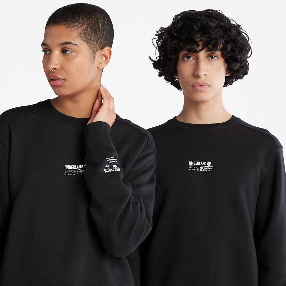 Men's Timberland Luxe Comfort Essentials Raglan Refibra™ Sweatshirt Black | UAE-6948705