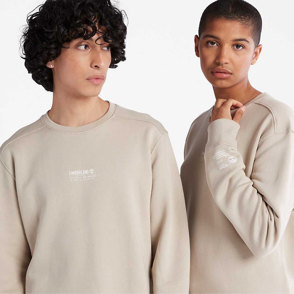 Men's Timberland Luxe Comfort Essentials Raglan Refibra™ Sweatshirt Light Grey | UAE-7526930