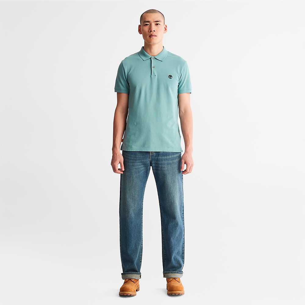 Men's Timberland Merrymeeting River Polo Shirts Turquoise | UAE-5724913