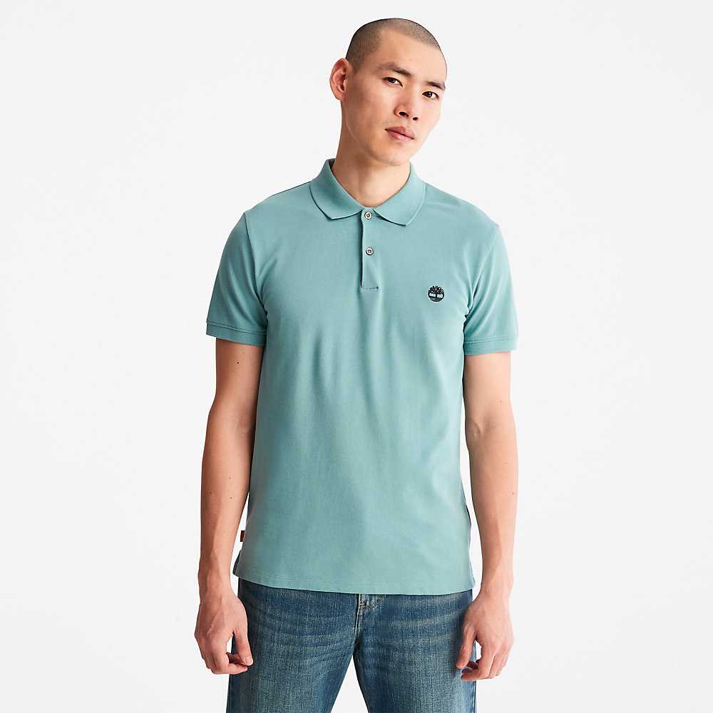 Men\'s Timberland Merrymeeting River Polo Shirts Turquoise | UAE-5724913