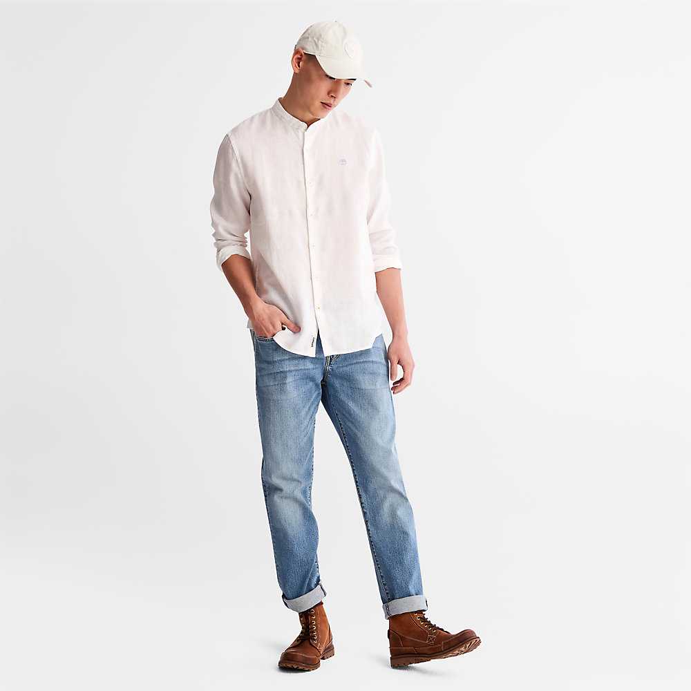 Men's Timberland Mill River Shirts White | UAE-8153429