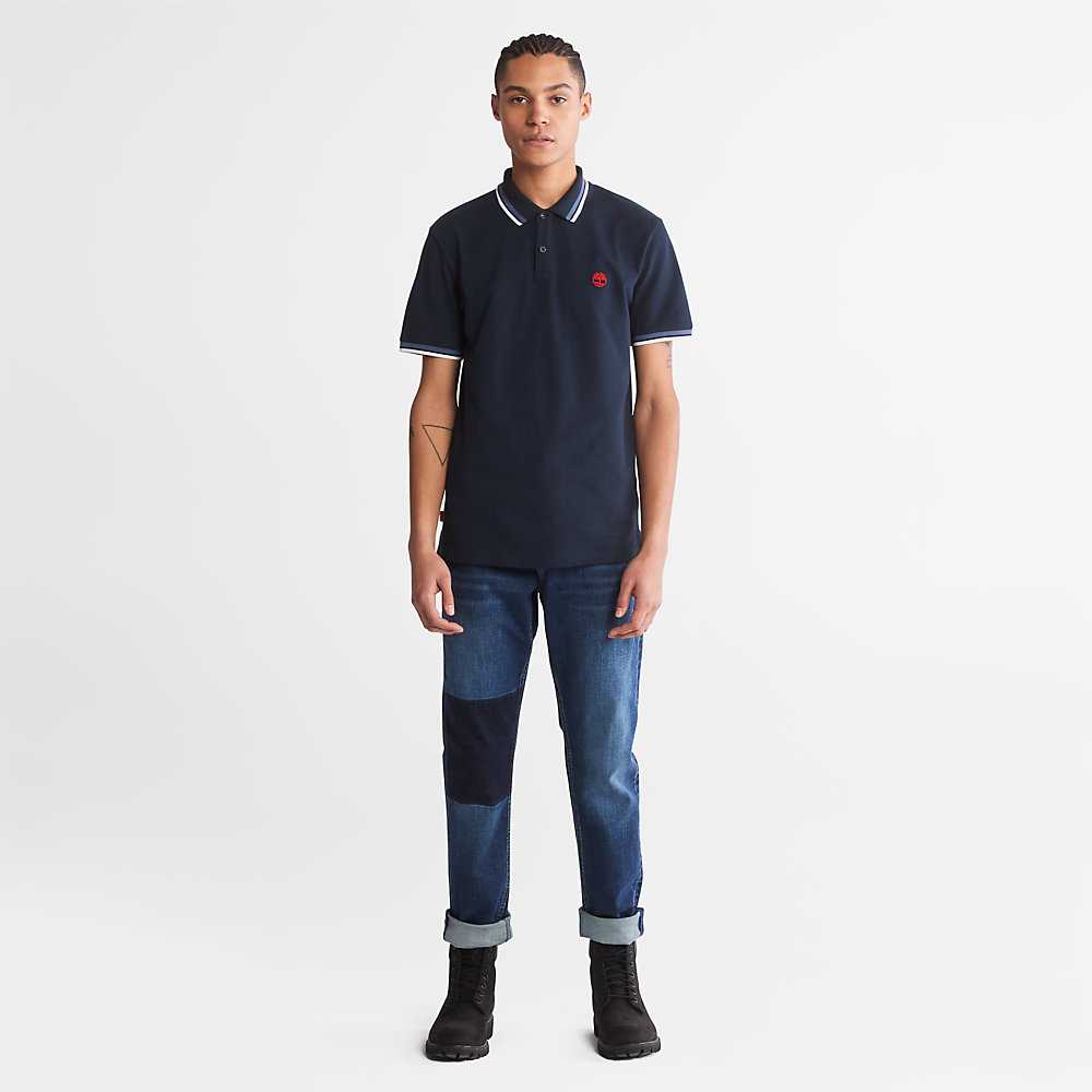 Men's Timberland Millers River Polo Shirts Navy | UAE-0354196