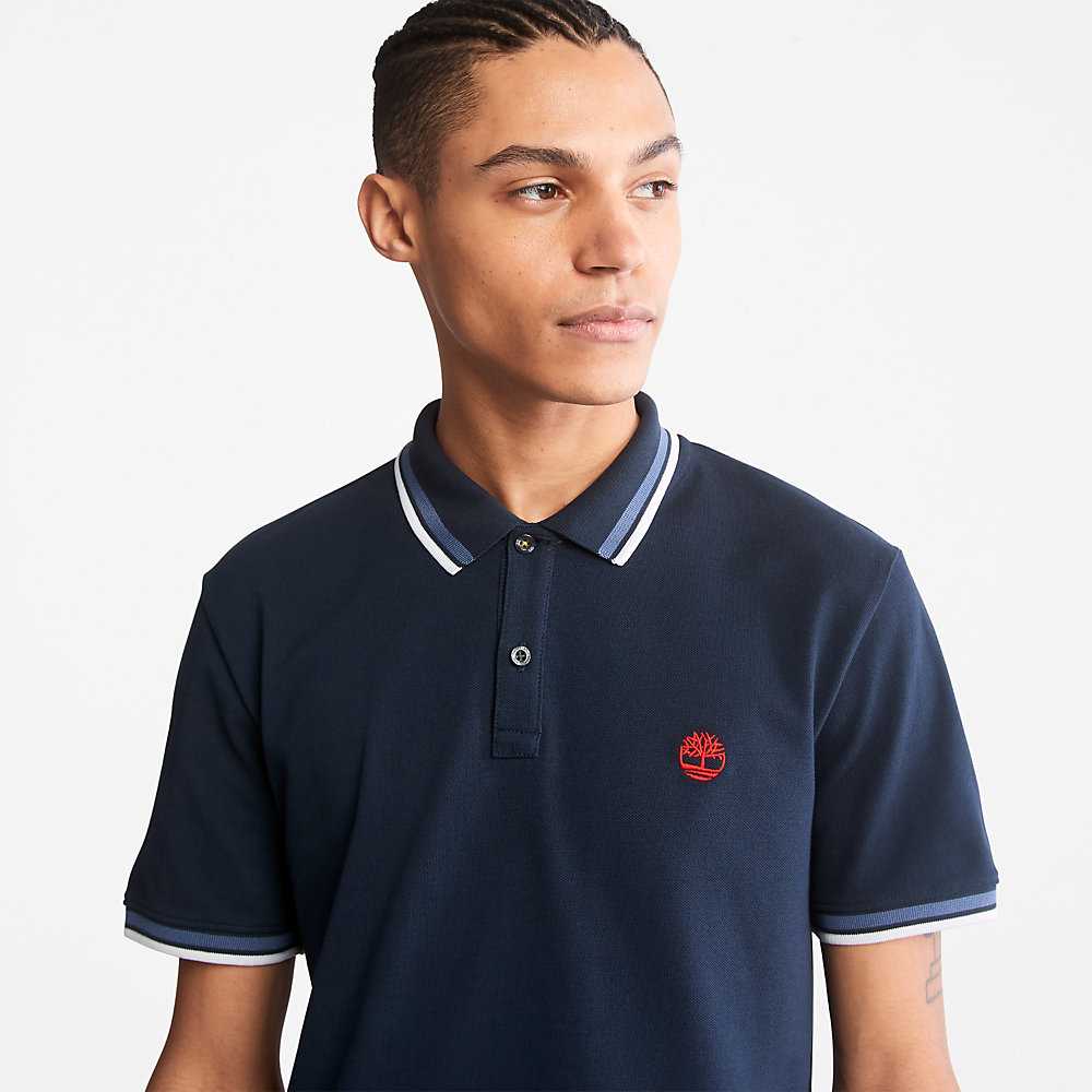 Men's Timberland Millers River Polo Shirts Navy | UAE-0354196