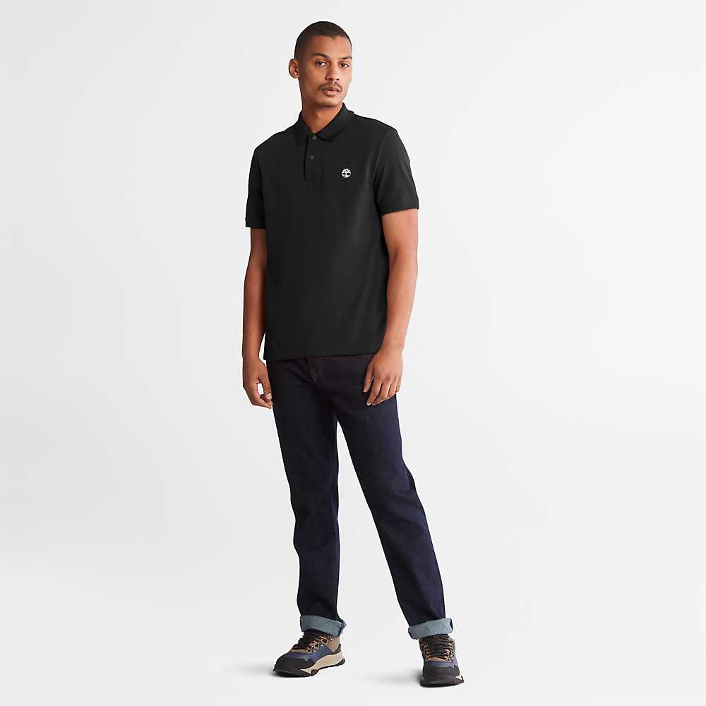 Men's Timberland Millers River Polo Shirts Black | UAE-0369485