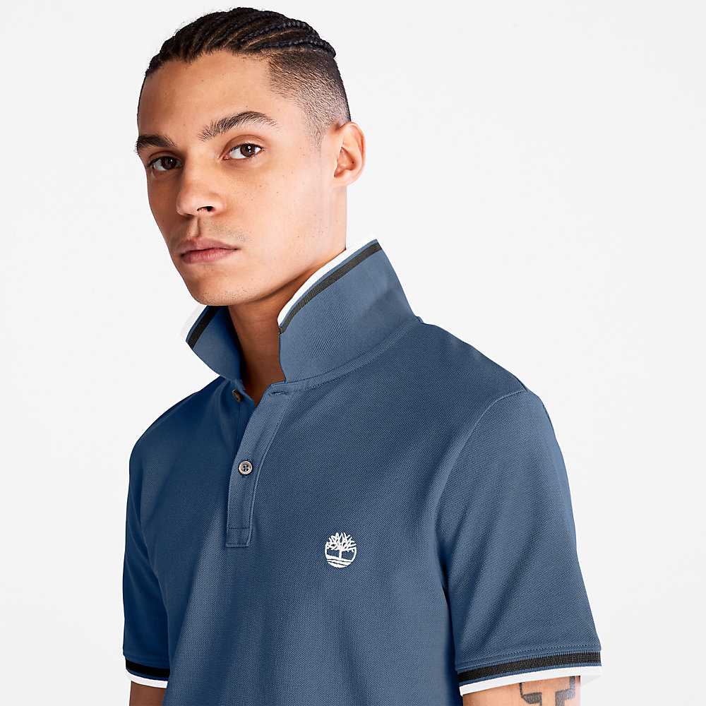 Men's Timberland Millers River Polo Shirts Dark Blue | UAE-0731568