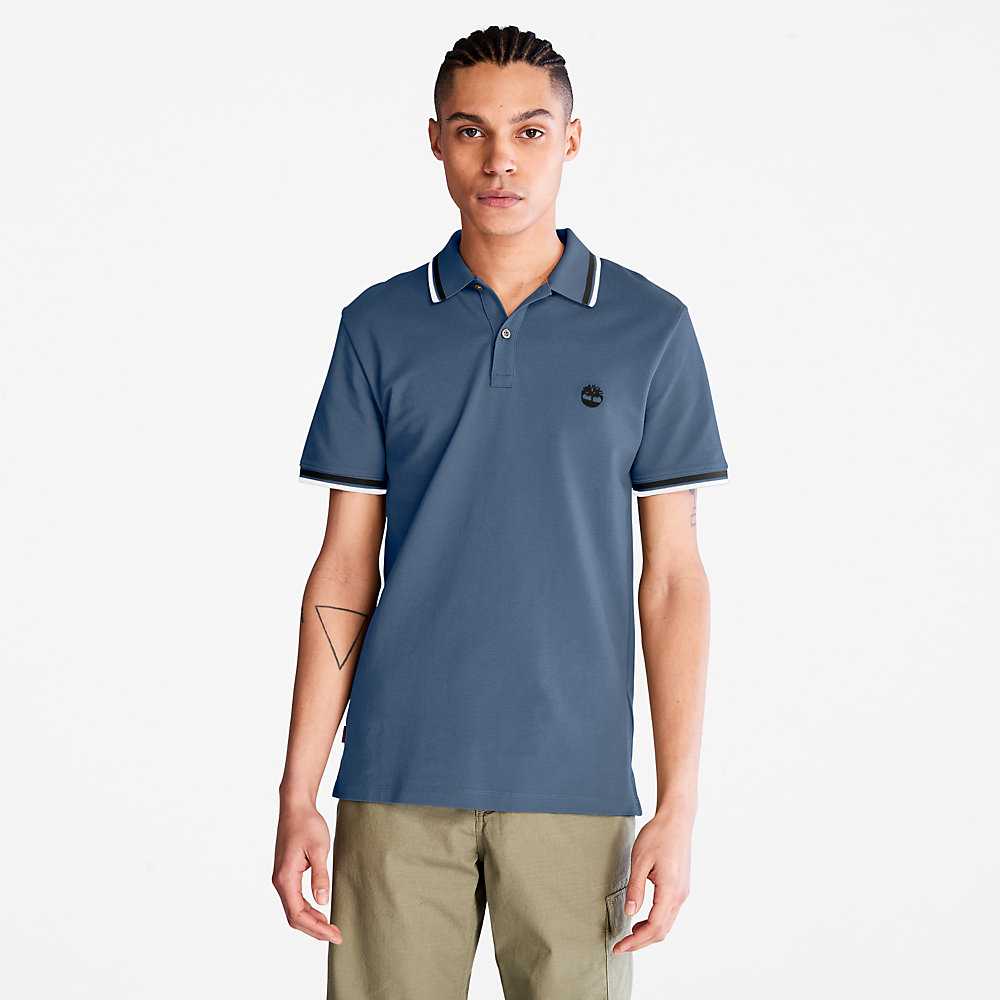 Men\'s Timberland Millers River Polo Shirts Dark Blue | UAE-0731568