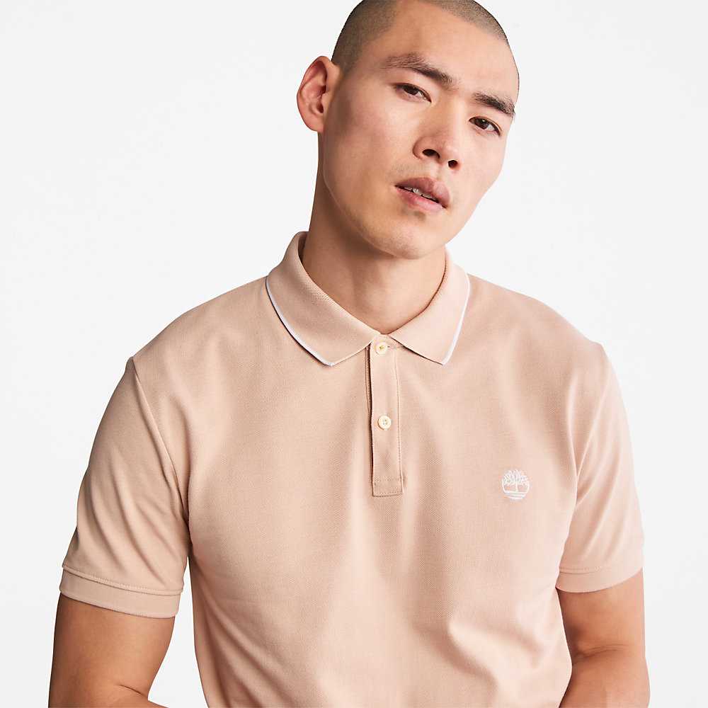 Men's Timberland Millers River Polo Shirts Light Pink | UAE-2476853