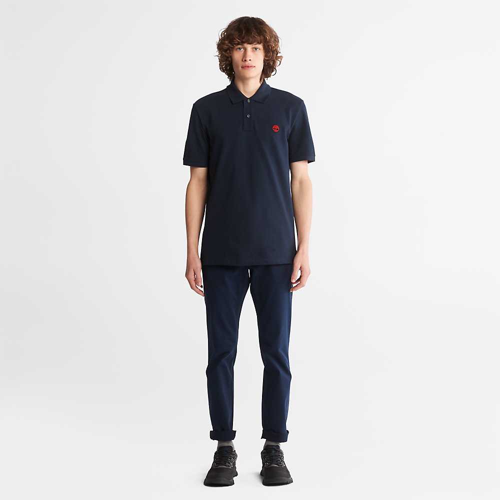 Men's Timberland Millers River Polo Shirts Dark Blue | UAE-3427180