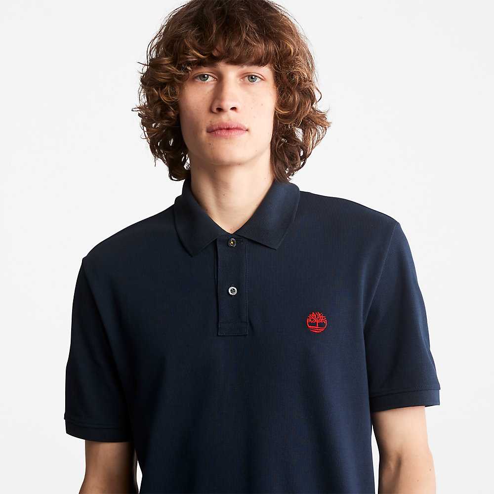 Men's Timberland Millers River Polo Shirts Dark Blue | UAE-3427180