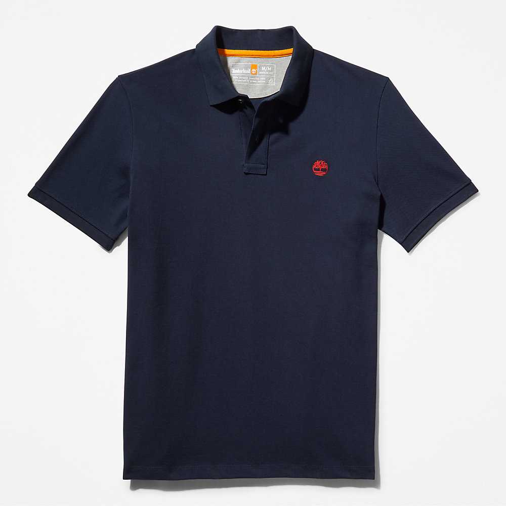 Men's Timberland Millers River Polo Shirts Dark Blue | UAE-3427180