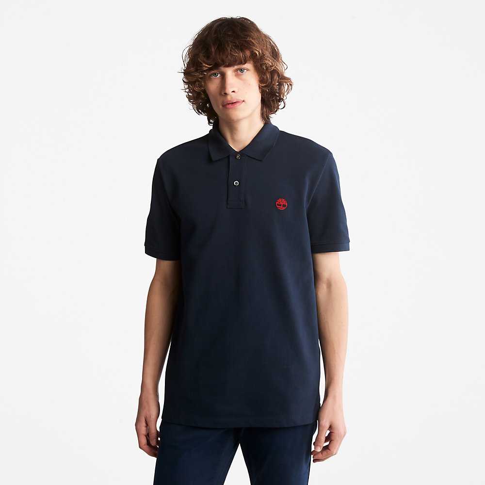 Men\'s Timberland Millers River Polo Shirts Dark Blue | UAE-3427180