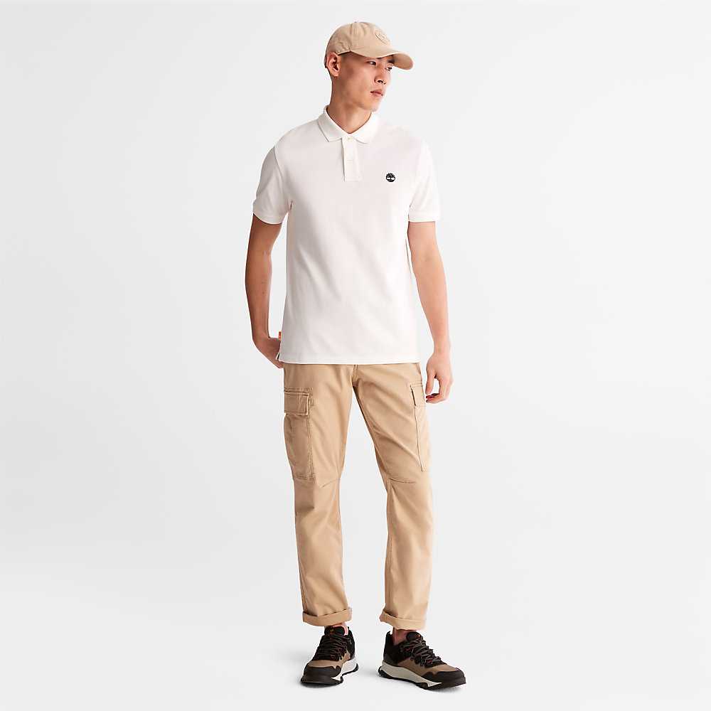 Men's Timberland Millers River Polo Shirts White | UAE-4765032