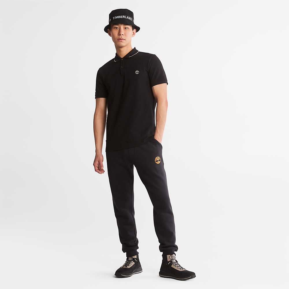 Men's Timberland Millers River Polo Shirts Black | UAE-6104378