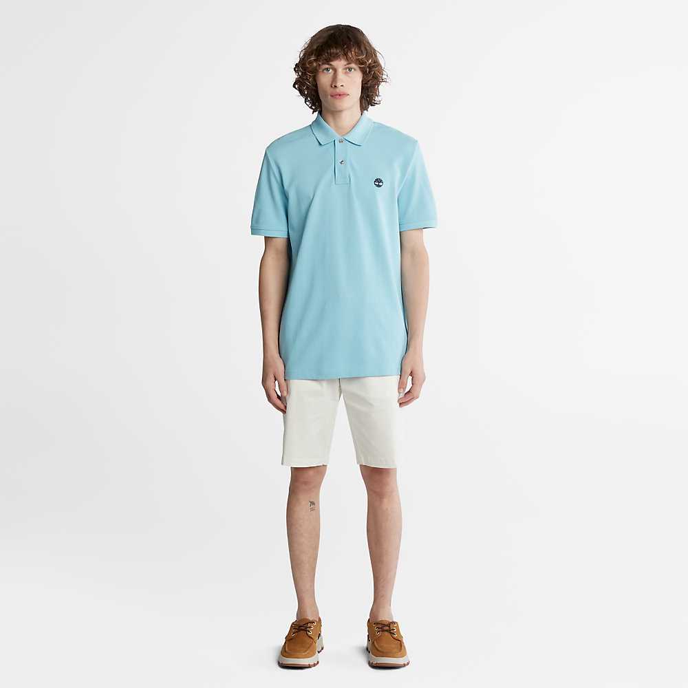 Men's Timberland Millers River Polo Shirts Light Blue | UAE-6495081