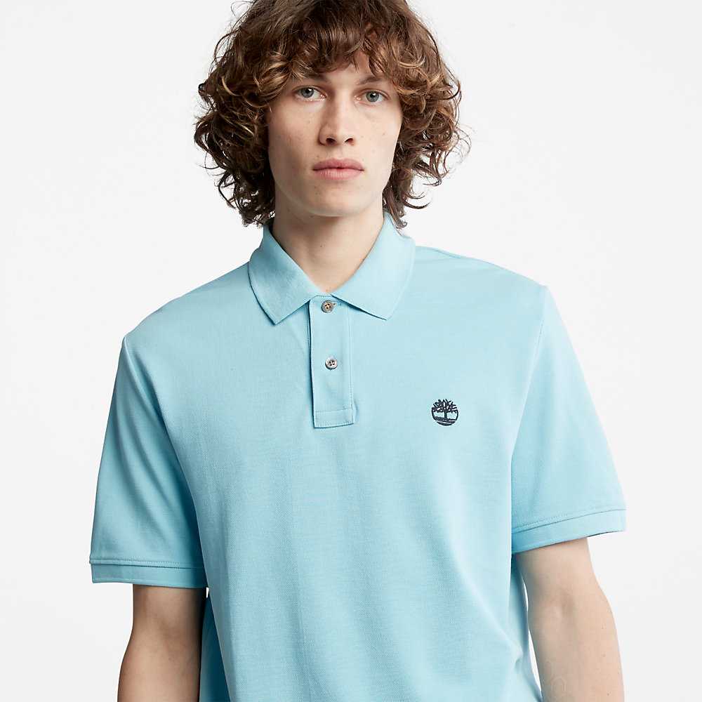 Men's Timberland Millers River Polo Shirts Light Blue | UAE-6495081