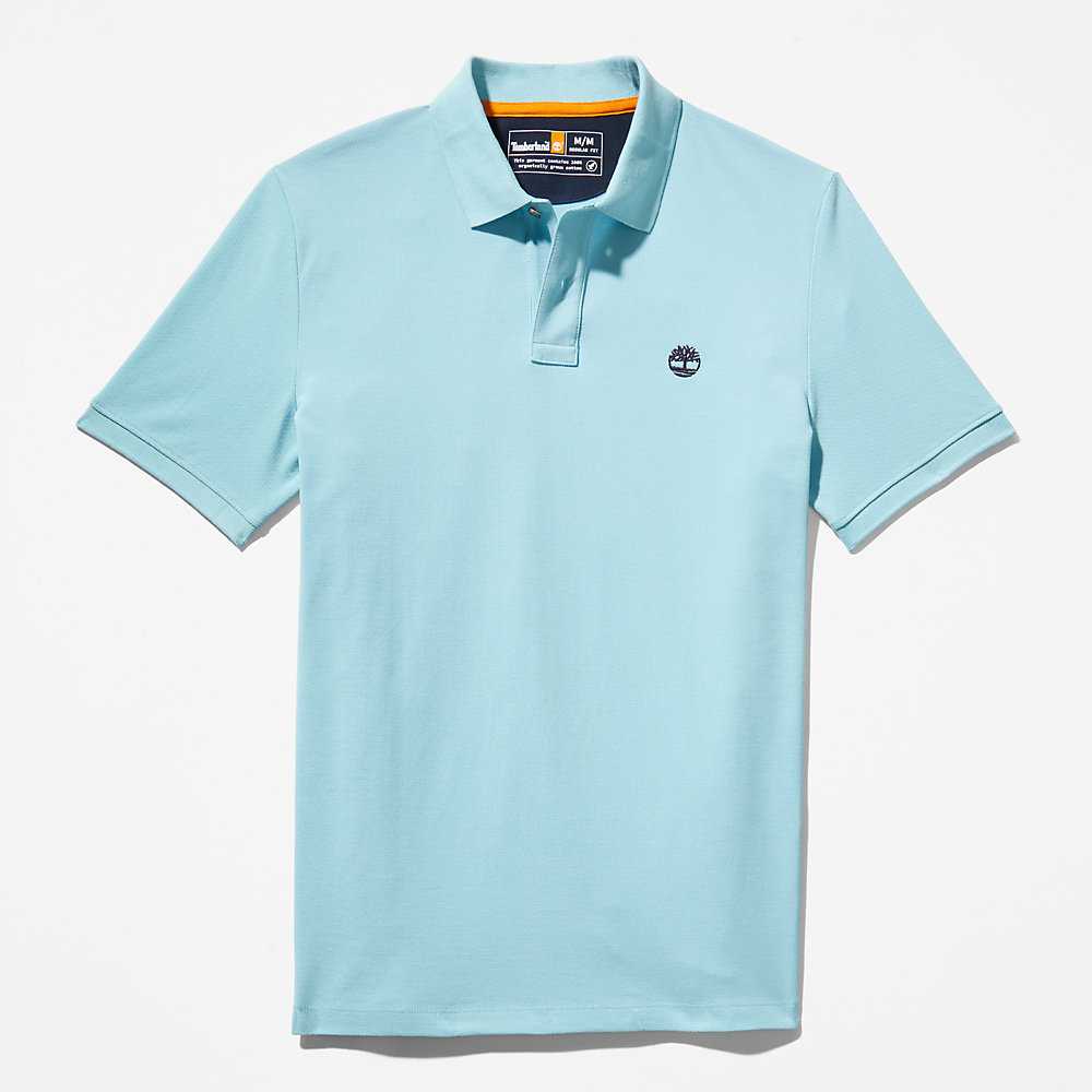 Men's Timberland Millers River Polo Shirts Light Blue | UAE-6495081