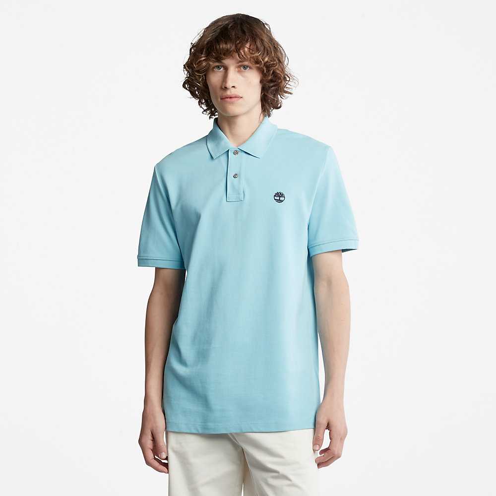 Men\'s Timberland Millers River Polo Shirts Light Blue | UAE-6495081