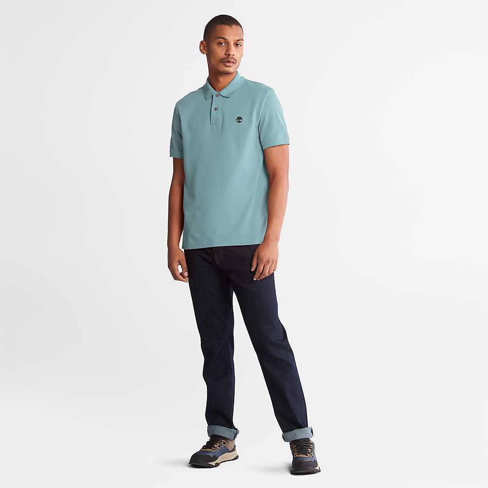 Men's Timberland Millers River Polo Shirts Turquoise | UAE-6925431