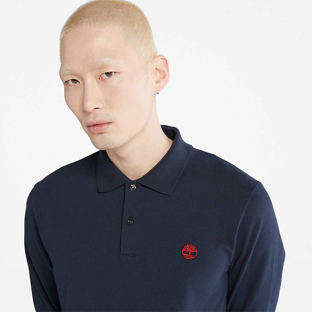 Men's Timberland Millers River Polo Shirts Dark Blue | UAE-7106589