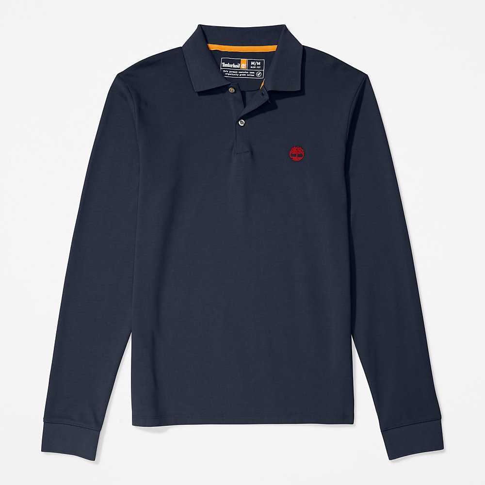 Men's Timberland Millers River Polo Shirts Dark Blue | UAE-7106589