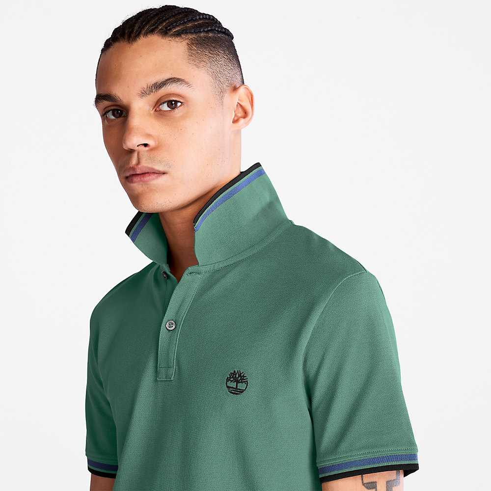 Men's Timberland Millers River Polo Shirts Turquoise | UAE-7139658