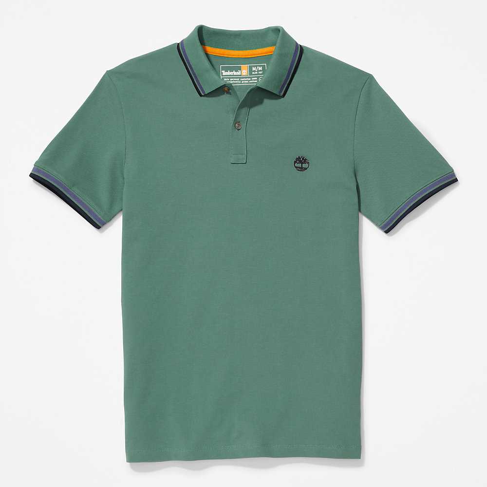 Men's Timberland Millers River Polo Shirts Turquoise | UAE-7139658