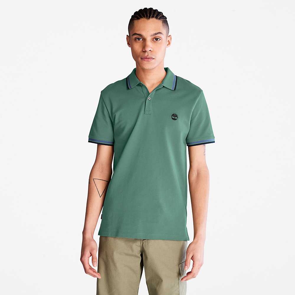 Men\'s Timberland Millers River Polo Shirts Turquoise | UAE-7139658