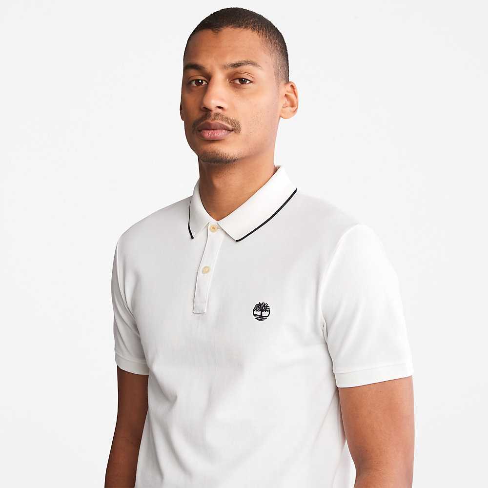 Men's Timberland Millers River Polo Shirts White | UAE-8140673