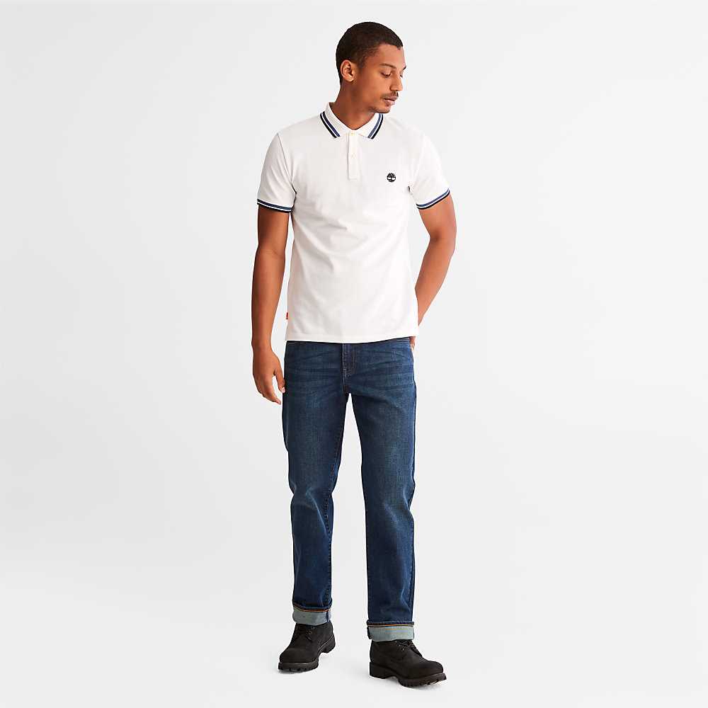 Men's Timberland Millers River Polo Shirts White | UAE-9205134