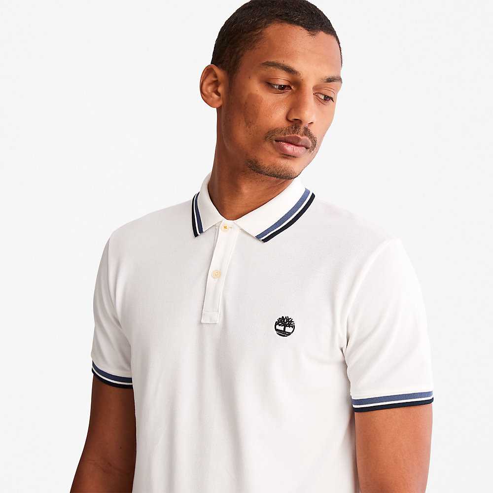 Men's Timberland Millers River Polo Shirts White | UAE-9205134