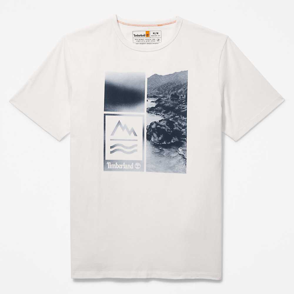 Men's Timberland Mountains-to-Rivers T Shirts White | UAE-6589347