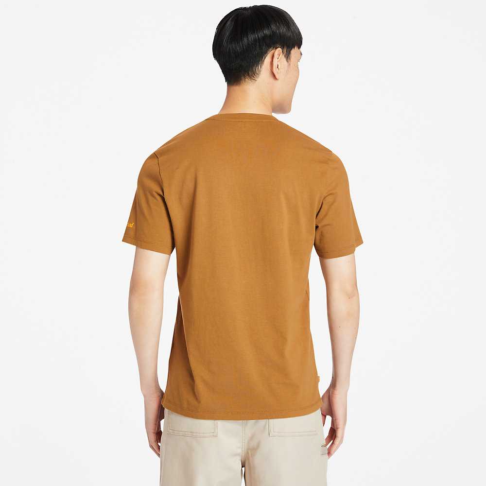 Men's Timberland Organic Cotton T Shirts Brown | UAE-1940325