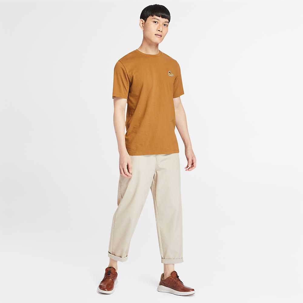 Men's Timberland Organic Cotton T Shirts Brown | UAE-1940325