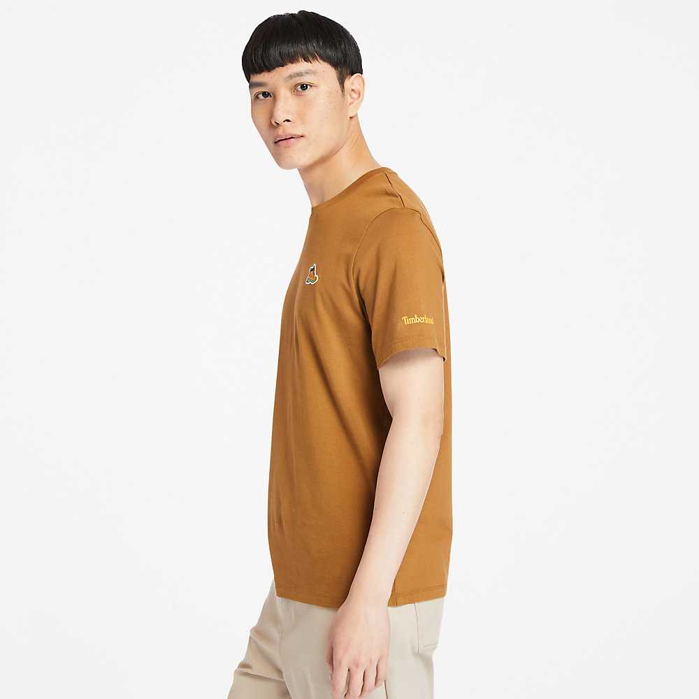 Men's Timberland Organic Cotton T Shirts Brown | UAE-1940325