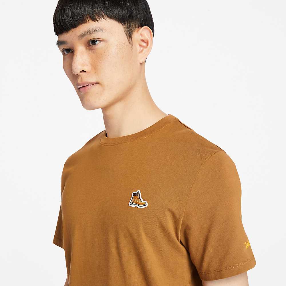 Men's Timberland Organic Cotton T Shirts Brown | UAE-1940325