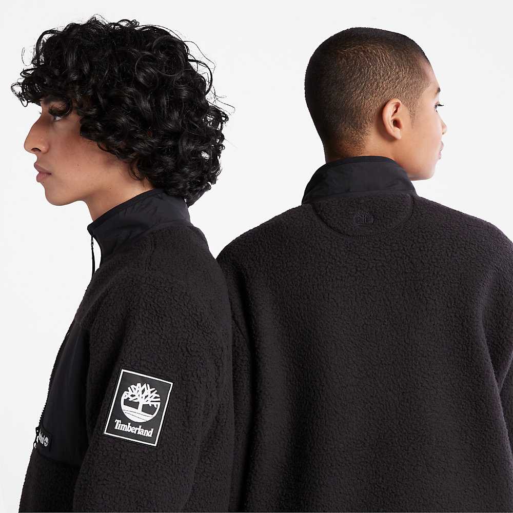 Men's Timberland Outdoor Archive Fleece Jackets Black | UAE-0761584