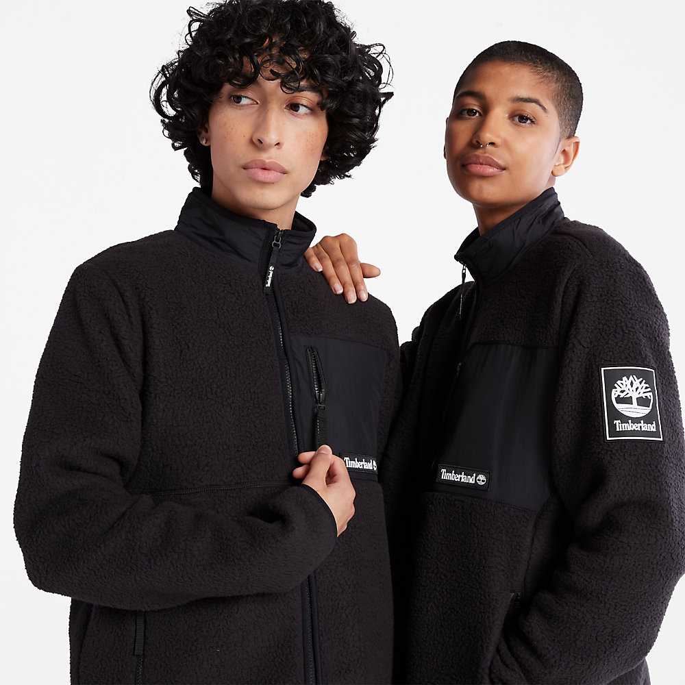 Men's Timberland Outdoor Archive Fleece Jackets Black | UAE-0761584