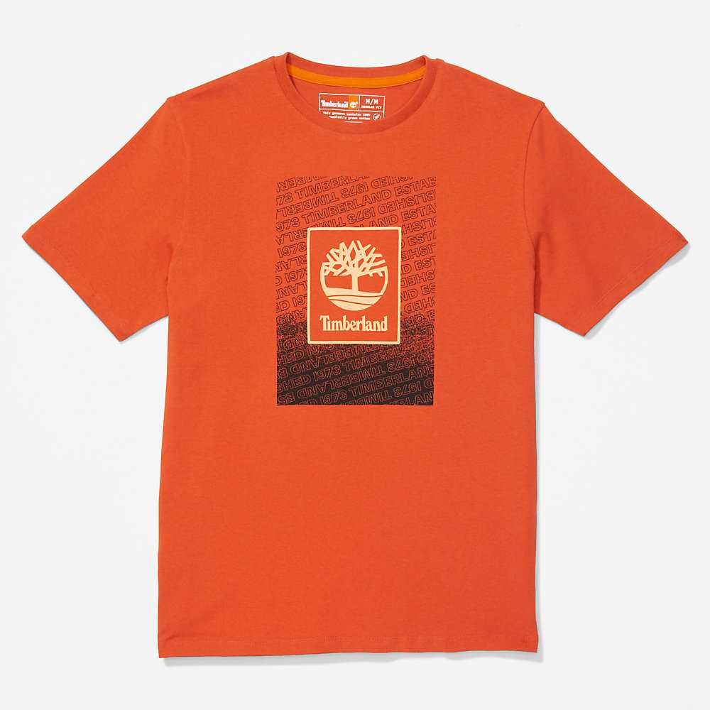 Men's Timberland Outdoor Archive T Shirts Orange | UAE-0874932