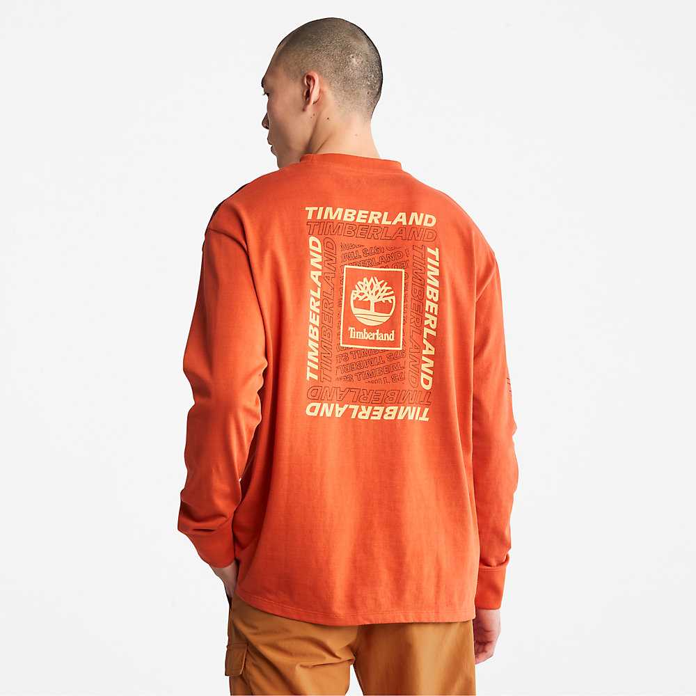 Men's Timberland Outdoor Archive T Shirts Orange | UAE-8904523