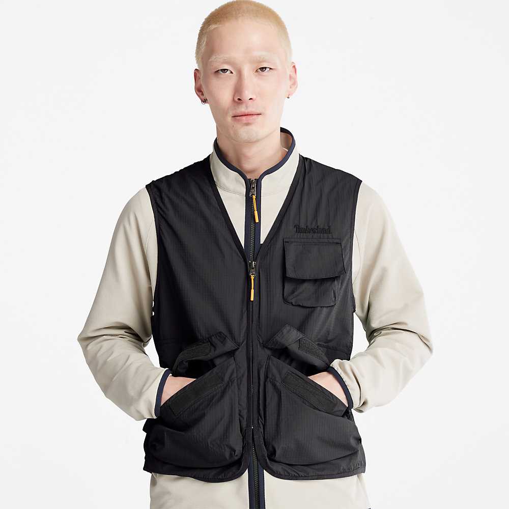 Men's Timberland Outdoor Stow-and-Go Vest Black | UAE-5031497